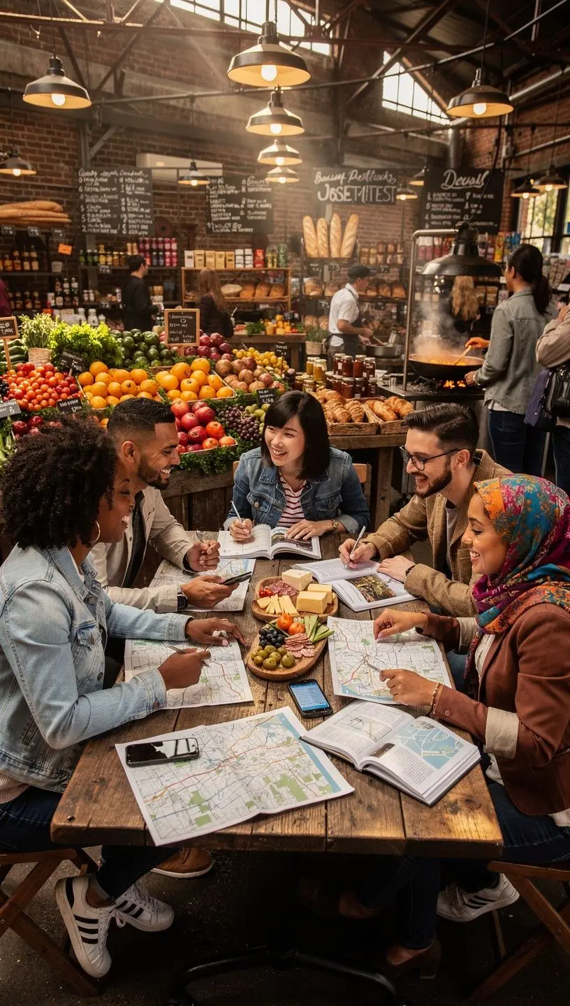 Plan podróży z zaznaczonymi atrakcjami turystycznymi w USA.